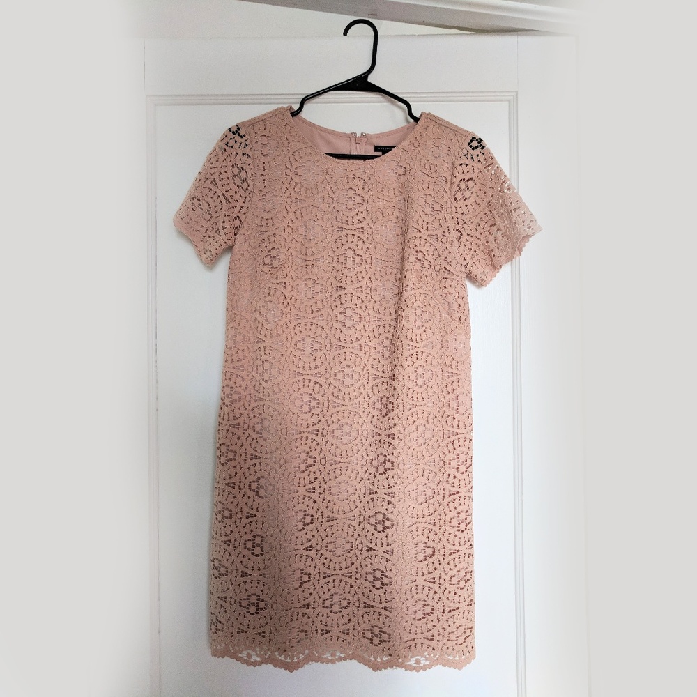 Ann Taylor Blush Lace Shift Dress